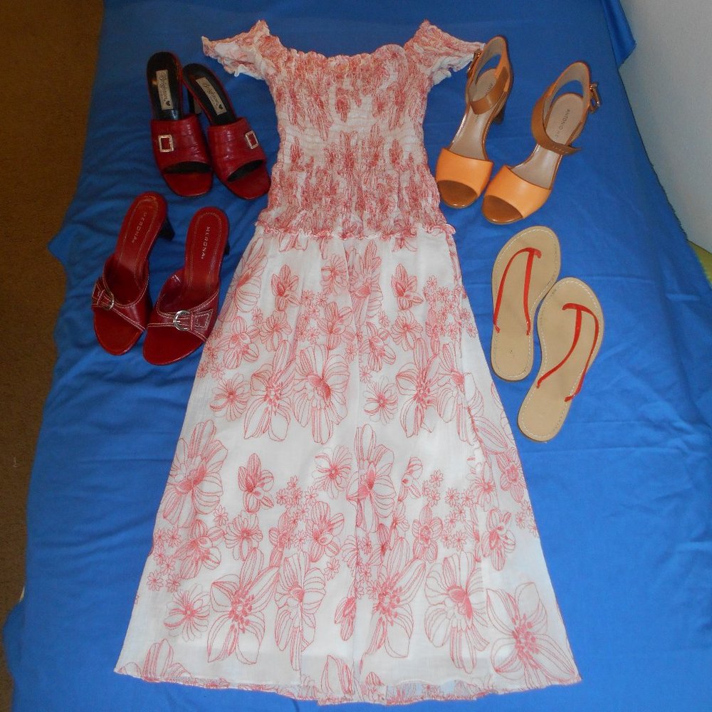 MAX STUDIO Dress Orange Coral and Offwhite S-M